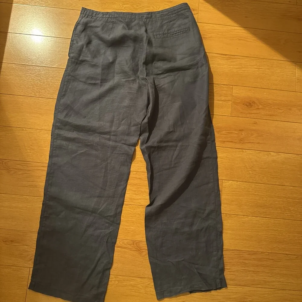 Express 💯 Linen Pants Men’s M (34x32) Blue Drawstring Button Fly Y2K Resort